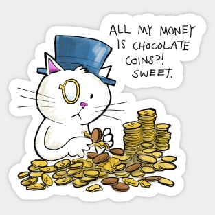 Dapper Cat - Chocolate coins Sticker